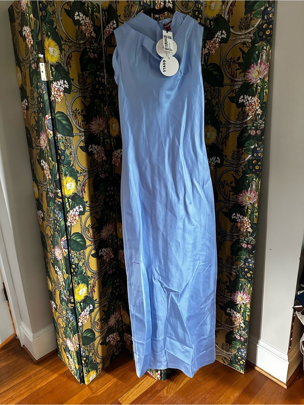 NEW STAUD rochelle dress in periwinkle maxi mock neck sleeveless  small - Picture 2 of 4